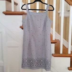 DBY Vintage Grey Floral Summer Dress Size 12